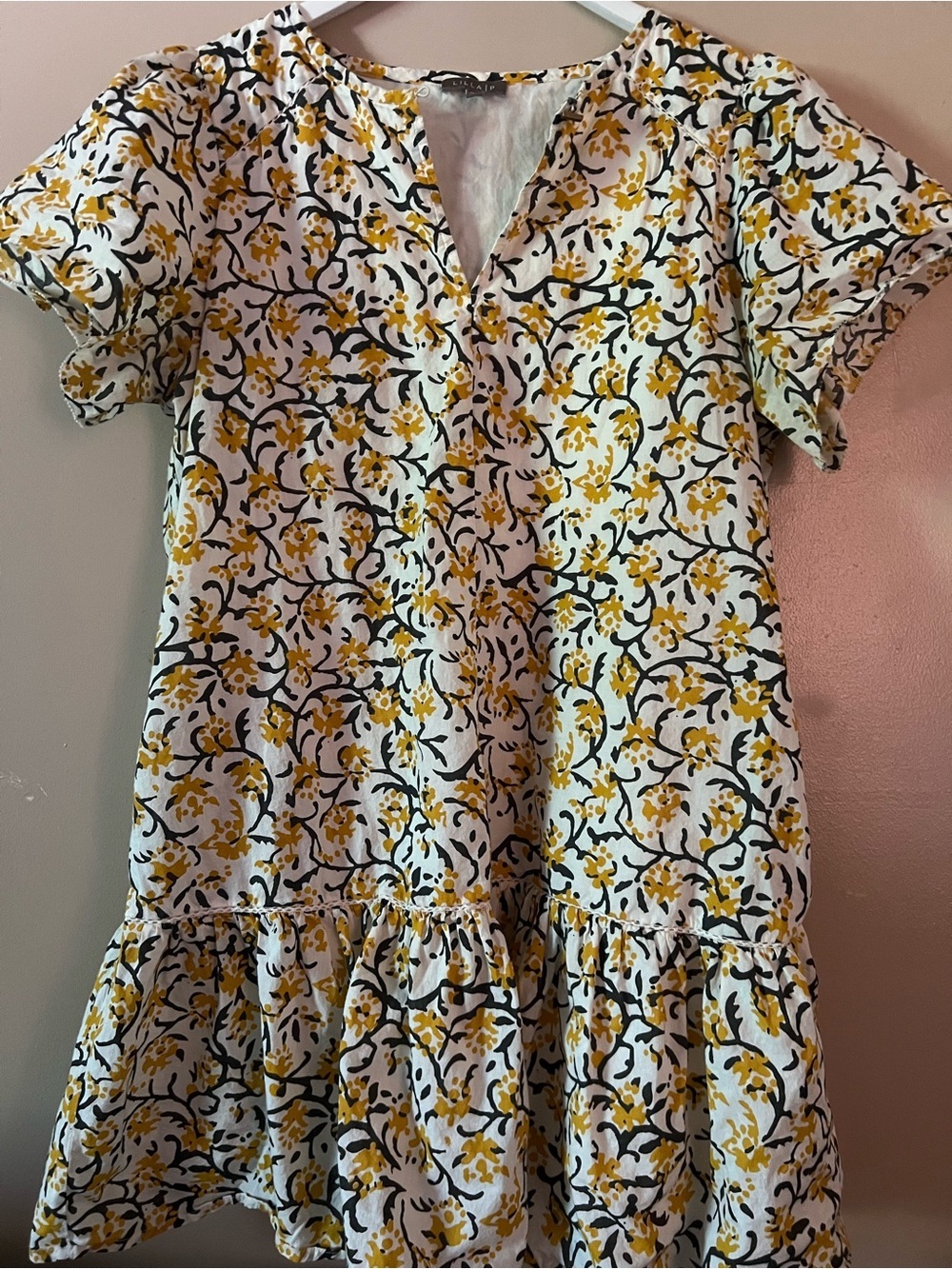 Lilla p short floral bohemian indie dress flutter sleeve tuckernuck hill house l